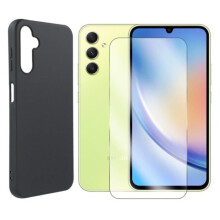 Coque silicone + verre trempé - Yuan Yuan - Samsung Galaxy A34 5G 6.6" - Noir - Verre trempé 9H 0.26mm - Anti-chocs