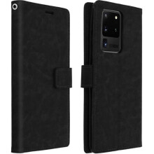 Housse pour Samsung Galaxy S20 Ultra - AVIZAR - Vintage Noir - Porte-carte - Support Vidéo - Coque Souple