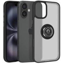 Coque pour iPhone 16 - AVIZAR - Bague Métallique Support Vidéo - Noir