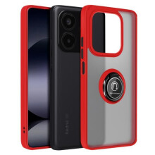 Coque pour Xiaomi Redmi Note 14 5G - Antichoc - Bague Support - Finition Métallique - Rouge