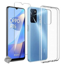 Coque silicone gel fine pour Oppo A16 / A16s + film ecran - TPU TRANSPARENT