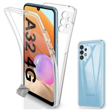 Coque silicone gel fine 360 integrale (avant et arriere) pour Samsung Galaxy A32 4G + film ecran - TRANSPARENT