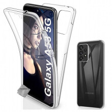 Coque silicone gel fine 360 integrale (avant et arriere) pour Samsung Galaxy A53 5G + film ecran - TRANSPARENT