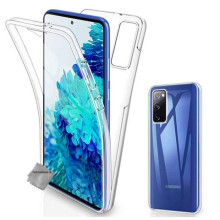 Coque silicone gel fine 360 integrale (avant et arriere) pour Samsung Galaxy S20 FE 5G + film ecran - TRANSPARENT