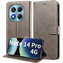 Étui Portefeuille - TECHTA - pour Xiaomi Redmi Note 14 Pro 4G - Pochette Fermeture Magnétique Cuir PU - Gris
