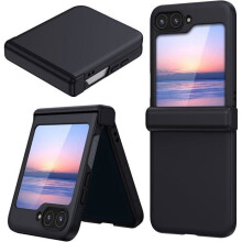 Coque - TECHTA - pour Samsung Galaxy Z Flip 7 - Protection Charnière - Cuir PU - Noir