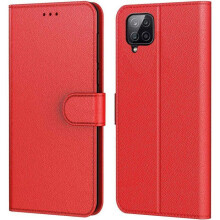 Étui Portefeuille - TECHTA - pour Samsung Galaxy A12 & M12 - Pochette Fermeture Magnétique Cuir PU - Rouge
