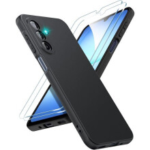 Coque pour Samsung Galaxy A17 4G/5G - 2 Verres Trempés - Silicone Liquide - Antichoc - Anti-Rayures - Noir