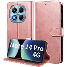 Étui Portefeuille - TECHTA - pour Xiaomi Redmi Note 14 Pro 4G - Pochette Fermeture Magnétique Cuir PU - Rose