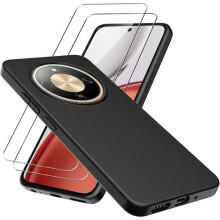 Coque pour Honor Magic 8 Lite - 2 Verres Trempés - Silicone Liquide - Antichoc - Anti-Rayures - Noir