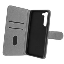 Housse Portefeuille et Support Vidéo AVIZAR pour Samsung Galaxy S23 - Gris - Chesterfield