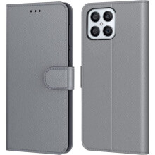 Coque Pochette Flip - CHICHENG - Honor X8 - Cuir PU - Plusieurs emplacements cartes - Gris