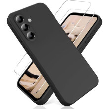 Coque pour Samsung Galaxy A37 5G - 2 Verres Trempés - Silicone Liquide - Antichoc - Anti-Rayures - Noir