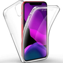 Coque iPhone 11 Pro 100% Transparente 360 Degrés Protection Intégrale Silicone Souple Avant+Arrière Rigide. tactile antAO