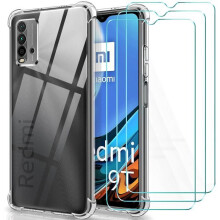 Pack de protection - GHL Tech - Redmi 9T - Coque silicone - 3 verres trempés - Anti-choc