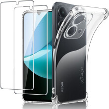 Coque - TECHTA - pour Xiaomi Redmi 15C - 2 Verres Trempés - Silicone - Coins renforcés - Protection écran - Transparent