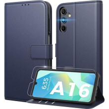 Étui portefeuille TECHTA pour Samsung Galaxy A16 4G / 5G avec 1 verre trempé – Simili cuir – Bleu