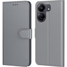 Étui Portefeuille - TECHTA - pour Xiaomi Redmi 13C - Pochette Fermeture Magnétique Cuir PU - Gris