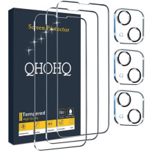 3 Pièces Verre Trempé pour iPhone 13 6.1" avec 3 Pièces Caméra Arrière Protecteur, Ultra Résistant Film Protection écran, 9H D[399]