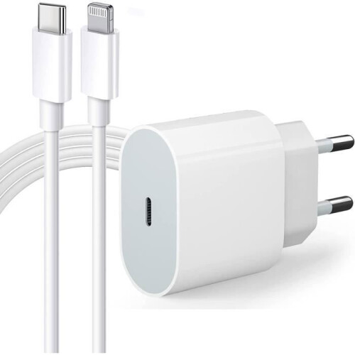 Chargeur secteur - SNAKIOX - 20W PD - USB-C + câble Lightning 1 m - Compact - Charge rapide