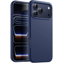 TECHTA Coque Silicone Liquide pour iPhone 17 Pro Max 6,9 Pouces, Housse de Téléphone Anti-Rayures (Bleu Foncé)