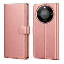 Étui Portefeuille - TECHTA - pour Honor Magic 8 Lite - Pochette Fermeture Magnétique Cuir PU - Rose