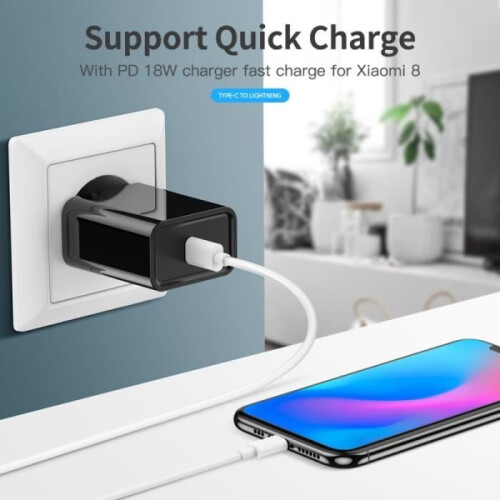 Câble téléphone - KUULAA - USB C vers USB Type C - 2 m - Blanc - PD 18W 1