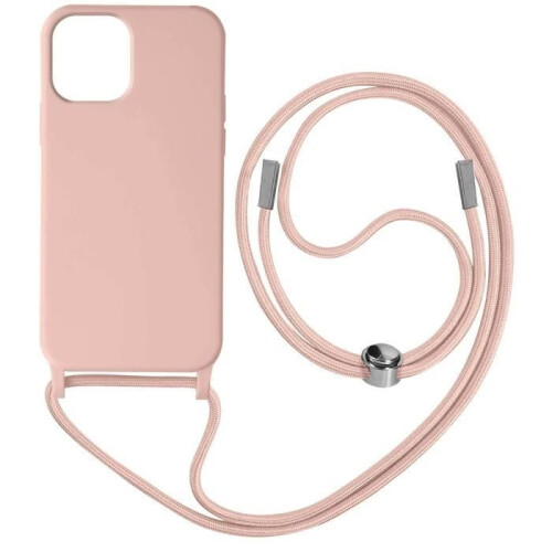 Coque - AVIZAR - iPhone 12 et 12 Pro - Semi-rigide - Lanière 80cm - Rose