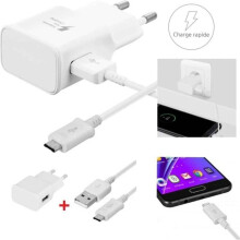 Chargeur - Samsung - Galaxy J3/J3 2017/J2 2018/J5/J5 2017 - Charge rapide - Câble Micro-USB - Blanc