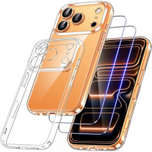 Coque - TECHTA - pour iPhone 17 Pro - 2 Verres Trempés - Silicone - Coins renforcés - Protection écran - Transparent