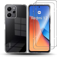 Coque smartphone - RASENA - Xiaomi Redmi 12 - Silicone TPU - Transparente - 2x Verre trempé anti-rayures