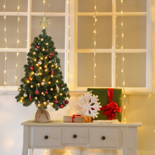 3ft Pre lit Christmas Tree 150 Branches PVC Material 100 Warm Lights 8 Mode Battery Switch Christmas Tree Green