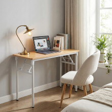 (Wood Color, 80x40cm) Folding Office Desk Portable Writing Table
