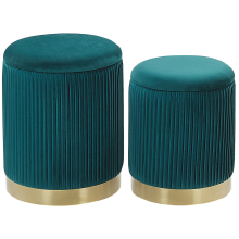 Set of 2 Storage Pouffes MIRAMAR Velvet Teal
