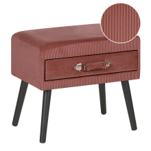 1 Drawer Bedside Table EUROSTAR Corduroy Pink