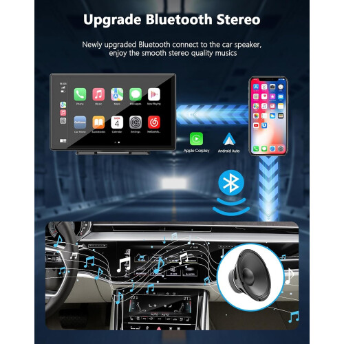 9" Wireless Car Stereo with Apple Carplay & Android Auto,Portable Touch Screen 2