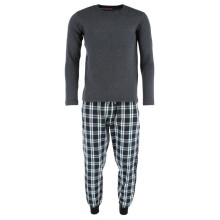 Ten West Apparel Men's Plaid Jogger and Crew Long Sleeve Pyjama Set