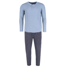 Ten West Apparel Men's Long Sleeve Henley With Flannel Pant Lounge Set