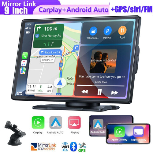 9" Wireless Car Stereo with Apple Carplay & Android Auto,Portable Touch Screen