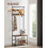 Coat Rack - Wood - Rustic Brown and Black - Hall Tree with Shoe Storage and Movable Hooks 2