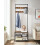 Coat Rack - Wood - Rustic Brown and Black - Hall Tree with Shoe Storage and Movable Hooks 3