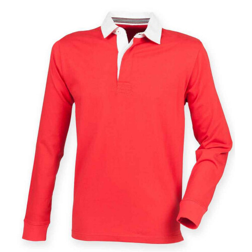 (S, Red) Front Row Mens Premium Rugby Shirt