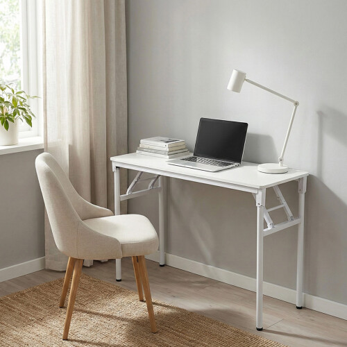 Living And Home (White, 100x40cm) Folding Office Desk Portable Writing Table 1