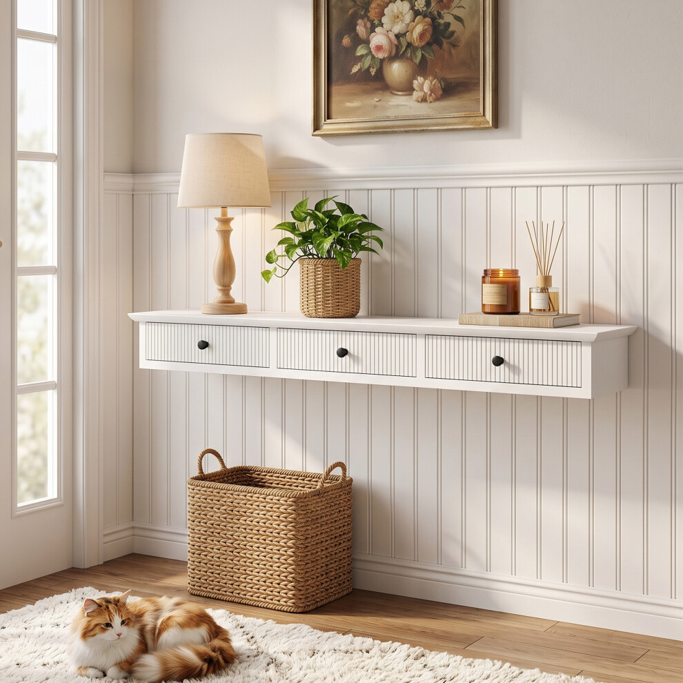 Homcom (White) Shelf Wall-Mounted 93 X 15 X 10 Cm