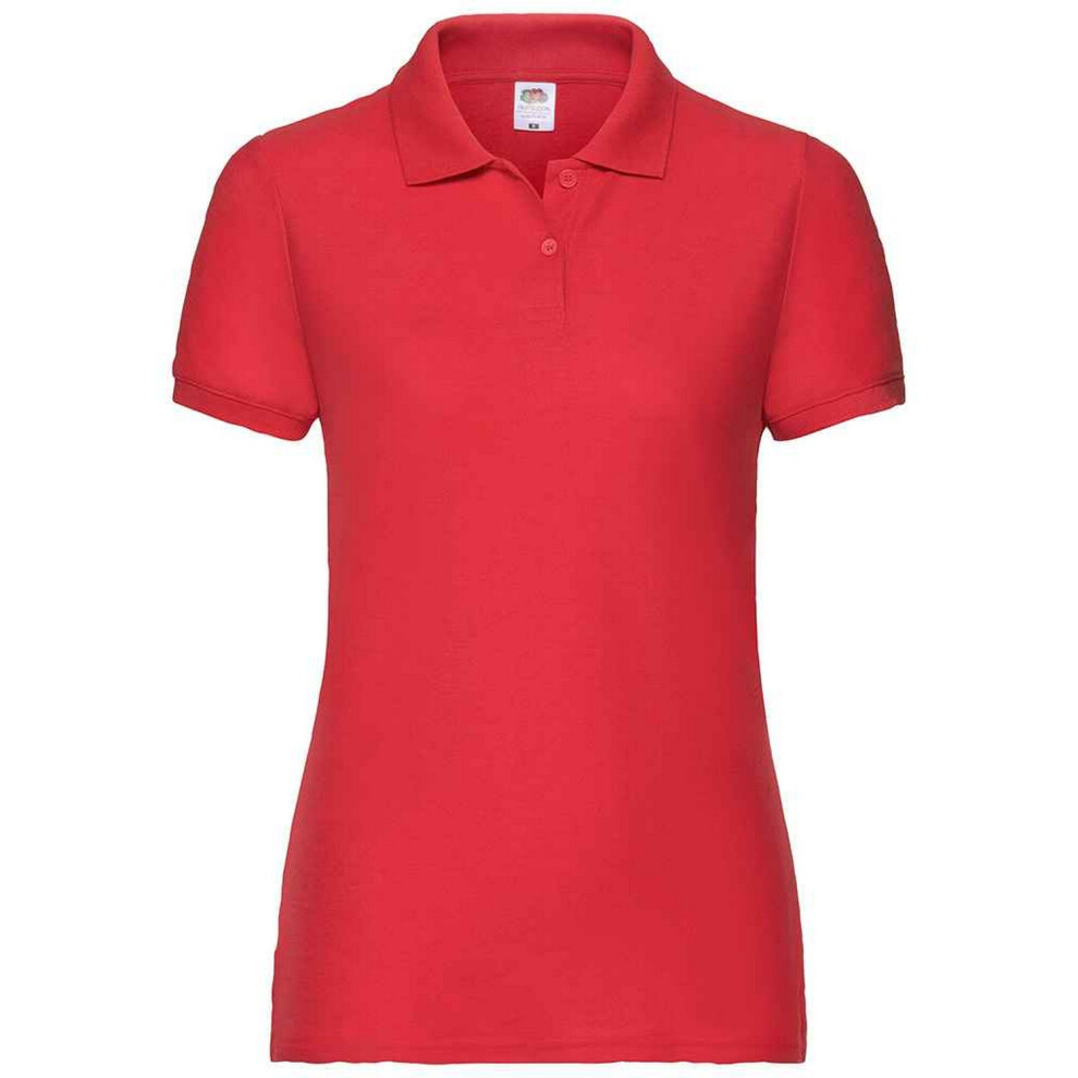 Fruit Of The Loom (L, Red) Womens/Ladies Lady Fit Piqué Polo Shirt