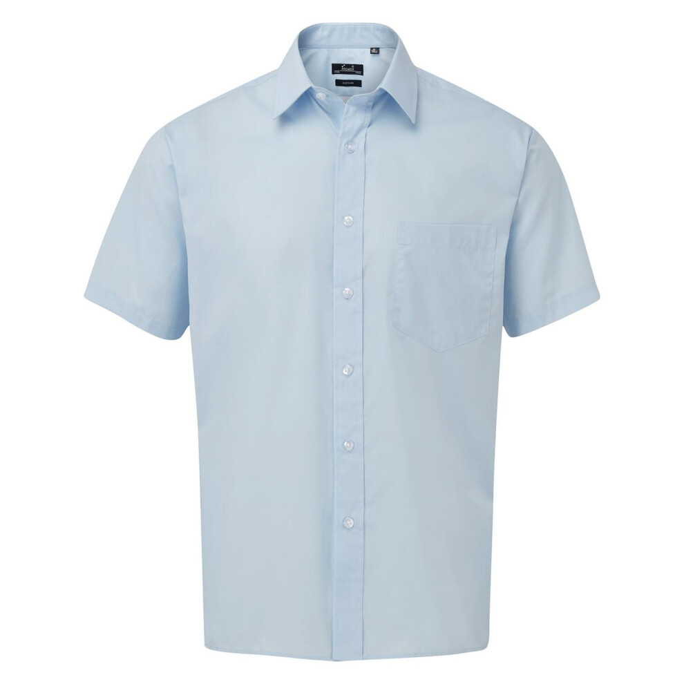 Premier (14.5In, Light Blue) Mens Short Sleeve Poplin Shirt