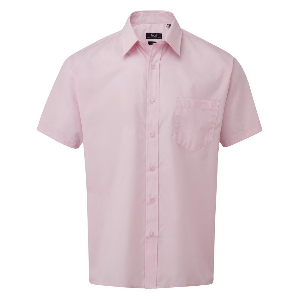 Premier (15.5In, Pink) Mens Short Sleeve Poplin Shirt