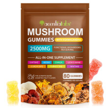 Mushroom Gummies 2500mg 80 with Lion's Mane Ashwaghanda Brain and Nervous System