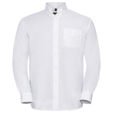 (14.5inch, White) Russell Collection Mens Long Sleeve Easy Care Oxford Shirt