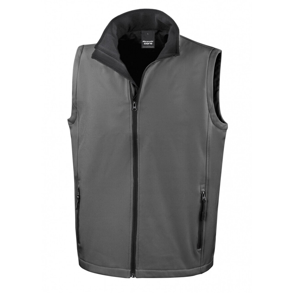 Result (S, Charcoal/Black) Mens Core Printable Soft Shell Bodywarmer